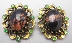 RARE JULIANA DELIZZA & ELSTER AVENTURINE GLASS BRACELET W/ COORDINATING EARRINGS