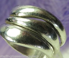 Vintage Triple band Wave 1/2″ N – S Sterling Silver 0.925 pinky band Ring size 5