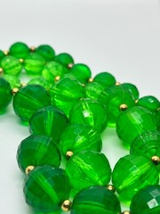 Vintage 1960s Green Lucite Faceted Bead Necklace Chunky Mod MCM