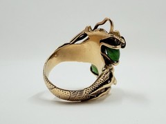 Antique Victorian 14K Gold Jade & Diamond Chinese Dragon Bypass Ring by Nosey