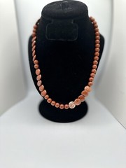 VTG Red Jasper? Necklace Silver Tone Round Stone Beaded Estate Sale 21In READ
