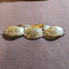 VINTAGE MYAN AZTEC BRACELET SILVER TONE METAL 7.5” PANEL