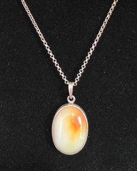 Vintage Natural Carnelian Agate Pendant Necklace 925 Sterling Silver 18 Rolo