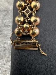 Vintage Ross Simons Bracelet Faux Pearl Rhinestone Pink 925 7.5”