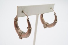Vintage Sterling Silver 925 Hoop Earrings Ball Wire