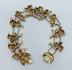 VTG Gold-tone Angels Cherubs Iridescent wings Slide charm bracelet 7.5″