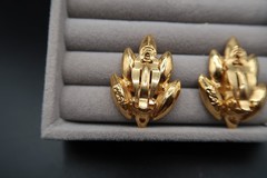 Vtg Yves Saint Laurent Spiked Leaf Design Crystal Earrings Signed Beautiful