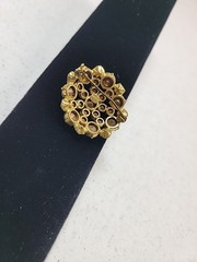 Vintage Gold Tone Green Emerald Faceted Glass Cluster Brooch Pin 1.5 Inches