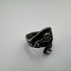 Vintage Sterling Silver 925 Leo & Pink Topaz 20.14mm Sz 6 Ring 6.1g