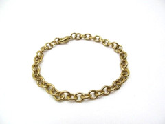 Vintage Gold Tone Round Rolo Link 5.7mm Wide Chain Bracelet 7.75 Inch