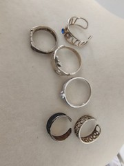 Vintage 925 Sterling Silver Ring Lot 6pc Adjustable Stackable Tested Pinky Toe
