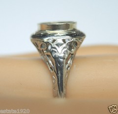 Antique Belais Art Deco Setting 14K White Gold Mounting Mount Hold-7.2-7.3MM