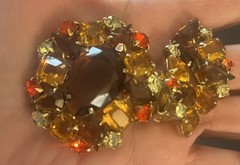 Juliana D &E DeLizza Elster Fall Color Brooch and Earring Set Book Piece #7373