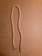 Vintage Japan Single Strand Faux Pearl Round Bead Choker Necklace 15.5 inch