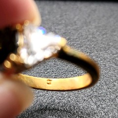 Vtg Sz 7 Ring J Green Cubic Zirconia Clear Triangles Designer Fashion Jewelry