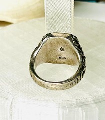 Antique 800 Silver Ornate Signet Ring Art Nouveau 10.9 GR Size 4 1/2