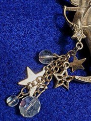 Vintage Kirks Folly Angel Cherub Moon & Stars Crystal Gold Tone Brooch Pin