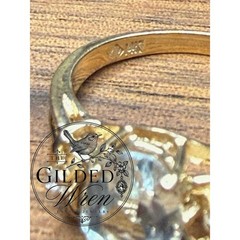 Vintage 14K Gold Aquamarine & Diamond Ring | Size 5.75 | Estate Fine Jewelry