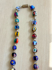 Vintage Italian Millefiore bead necklace filigree VTG Jewelry imperfect *Read
