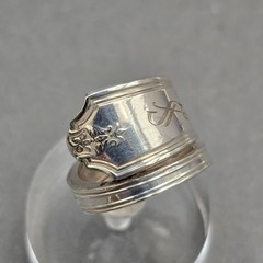 Vintage Gorham Silver Spoon Ring Size 6.5 S Monogram Statement Piece Upcycled
