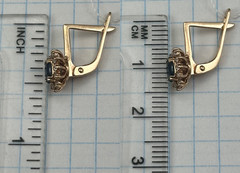 Vintage Original Natural Sapphire & Diamond Rose Gold Earrings 585 14K 2.45 g.