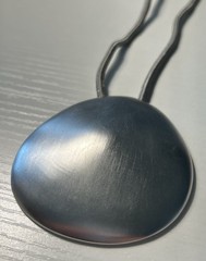 DANON Israel Designer Signed Brushed Silver Pendant Necklace Modernist 36” 90s