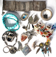 Vtg Silver Plated Alpaca Mixed Metals SOUTHWEST Jewlery Lot Collection 20 Pcs