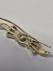 Solid 14kt Yellow Gold Simulated Diamond Ear Climber Earrings 3 grams Signed