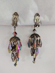 Vtg Rare LEWIS SEGAL California Watermelon AB Crystal Chandelier Earrings Pat…