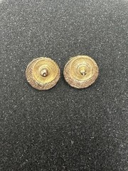 Vintage Gold Tone White Imitation Pearl Round Rhinestone Halo Stud Earrings