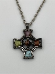Unique Scottish Celtic Cross Stones Various Colors Necklace Beautiful Christian