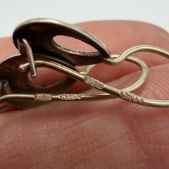 Vintage Soviet 875 Silver Niello Drop Earrings Severnaya Chern Floral Signed