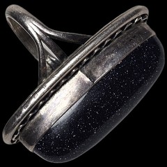ESTATE VINTAGE STERLING SILVER PURPLE GOLDSTONE RING SIZE 6 FREE USA SHIPPING