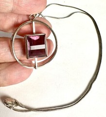 VTG K&L Kordes Lichtenfels Modernist 835 Silver Amethyst German Pendant Necklace