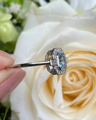 Vintage Style 2CT Asscher Cut Genuine Aquamarine Wedding Halo Ring 14K Gold Over