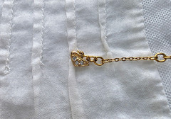 Vintage Bracelet Swan Signed Swarovski Crystals Geometric Chain Gold Tone 7.5″ L