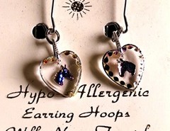Arkansas Genuine Crystal Reverse Carved Horse Head Cameo Dangle Heart Earrings