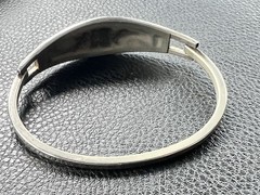 Vintage Silver Bracelet Alpaca Mexico White Floral Hinged Inlay Abalone
