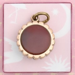 Antique Victorian Carnelian Tiger’s Eye Double Sided Gold Filled Charm Pendant