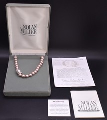 Vintage Nolan Miller Glamour Collection Faux Violet Pearl Necklace W-Box & COA