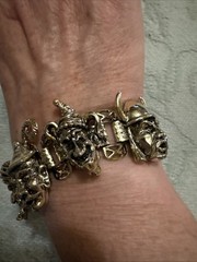 Vintage Silver Tone Florenza 7” Bracelet, Devil Viking Character