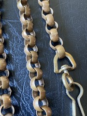 Antique Brass Chain Rolo Link Made In USA Stamp Watch Chain 32” Long Orig Clasp
