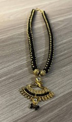 Vintage Black Gold Beaded Necklace Boho Ethnic Pendant Fashion Jewelry Gift