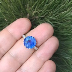 7.50ct.Platinum Vintage Filigree Engagement Ring Natural Blue Sapphire Round Cut