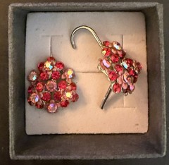 Vintage Gold-Tone Rhinestone Pierced Earrings