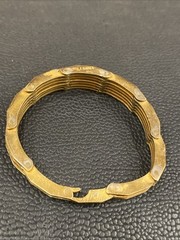 Machine Age Brass Architectural Modernist Geometric Links Panel Bracelet 7-3/8”