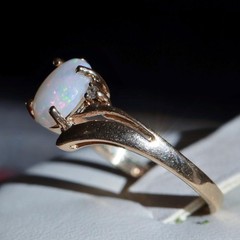10k yellow gold size 5 ring 0.355ct Australian fiery opal diamond 1.52gr N3815