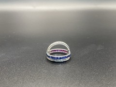 Vintage 1920’s Platinum ,Sapphire, Diamond And Ruby Reversible Art Deco Ring.