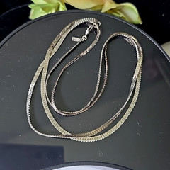 Vintage Monet Silver Tone Herringbone Chain Necklace 30 in