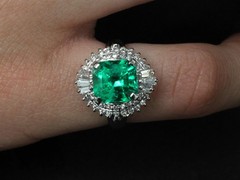 Rare 2.08ct GIA Colombian No Oil Emerald 0.51ct Diamond Platinum Ring Size 4.25